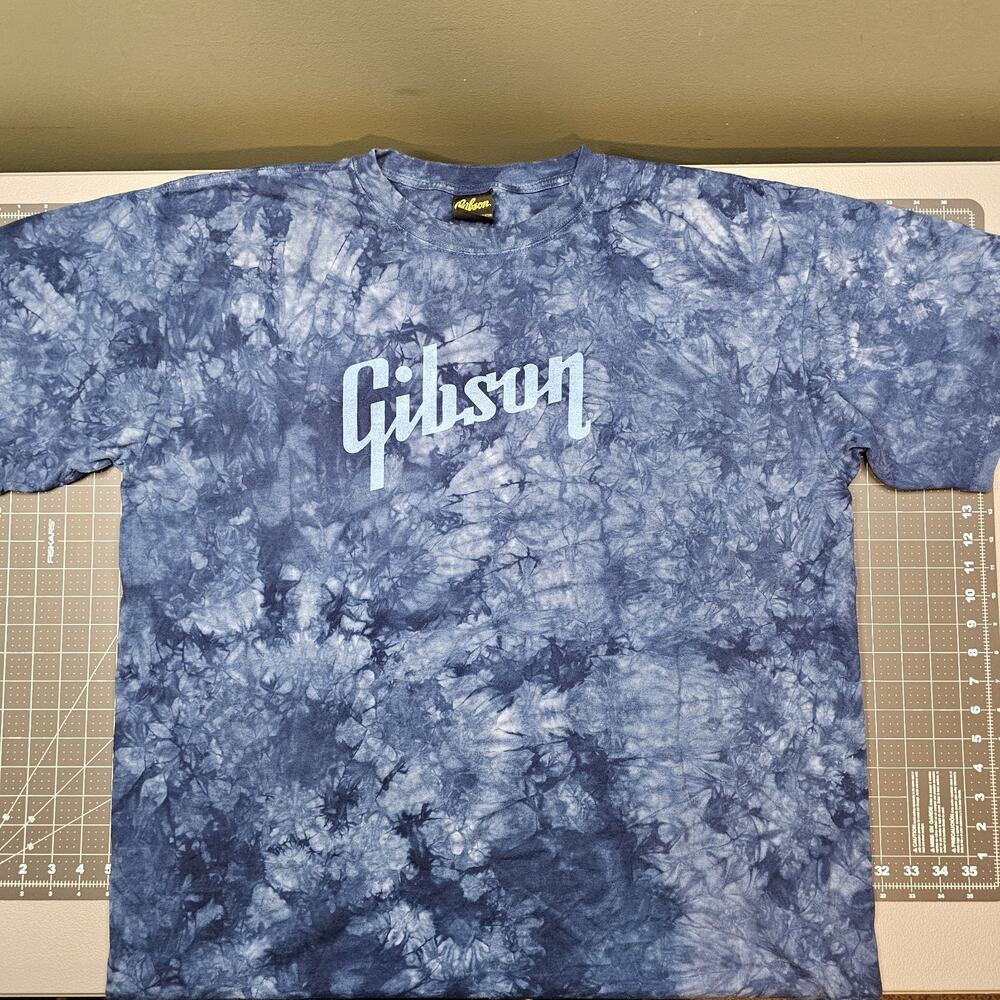 Gibson Guitar Tshirt XXL Blue Tie Dye Music Streetwear Band Rock Metal